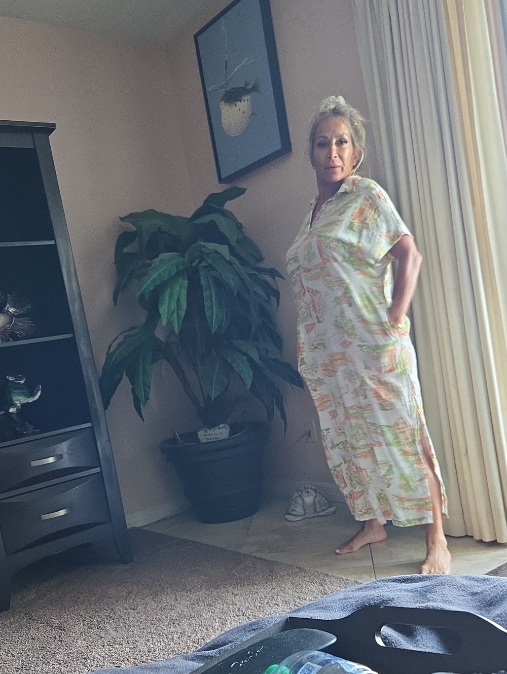 Free People Pastel Printed Maxi Caftan in Soft White